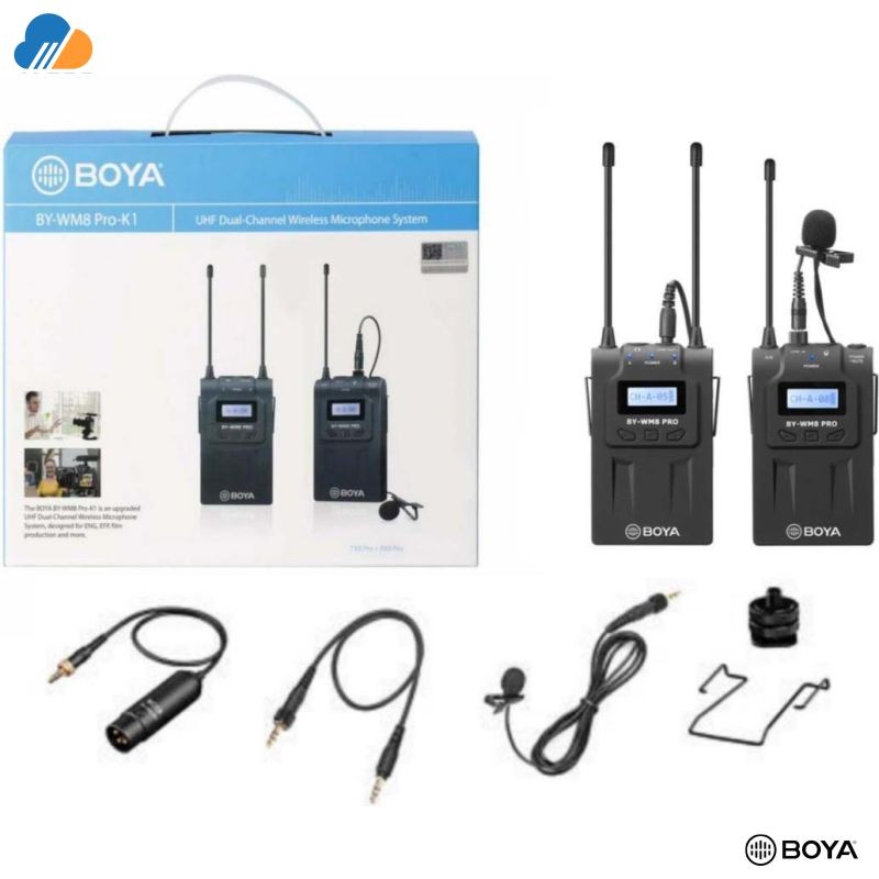 BOYA BY-WM8 Pro K2 UHF Micrófono Lavalier inalámbrica de 2 canales sistema para ENG PE